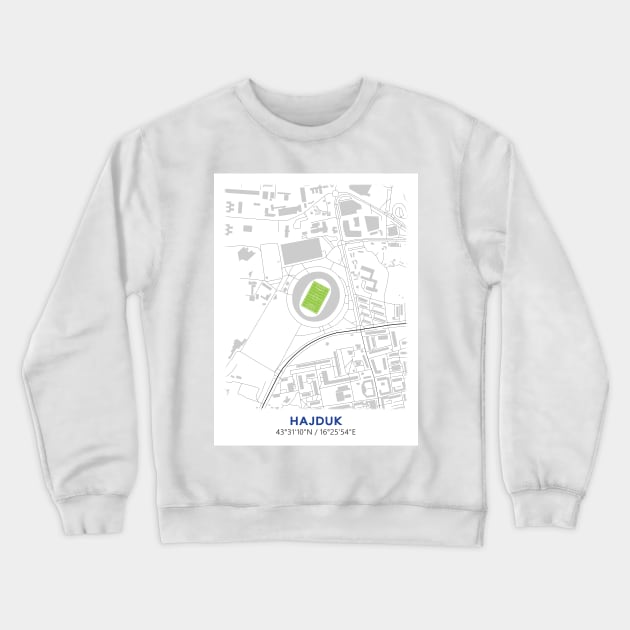 Stadion Poljud Map Design Crewneck Sweatshirt by TopFootballStadiums